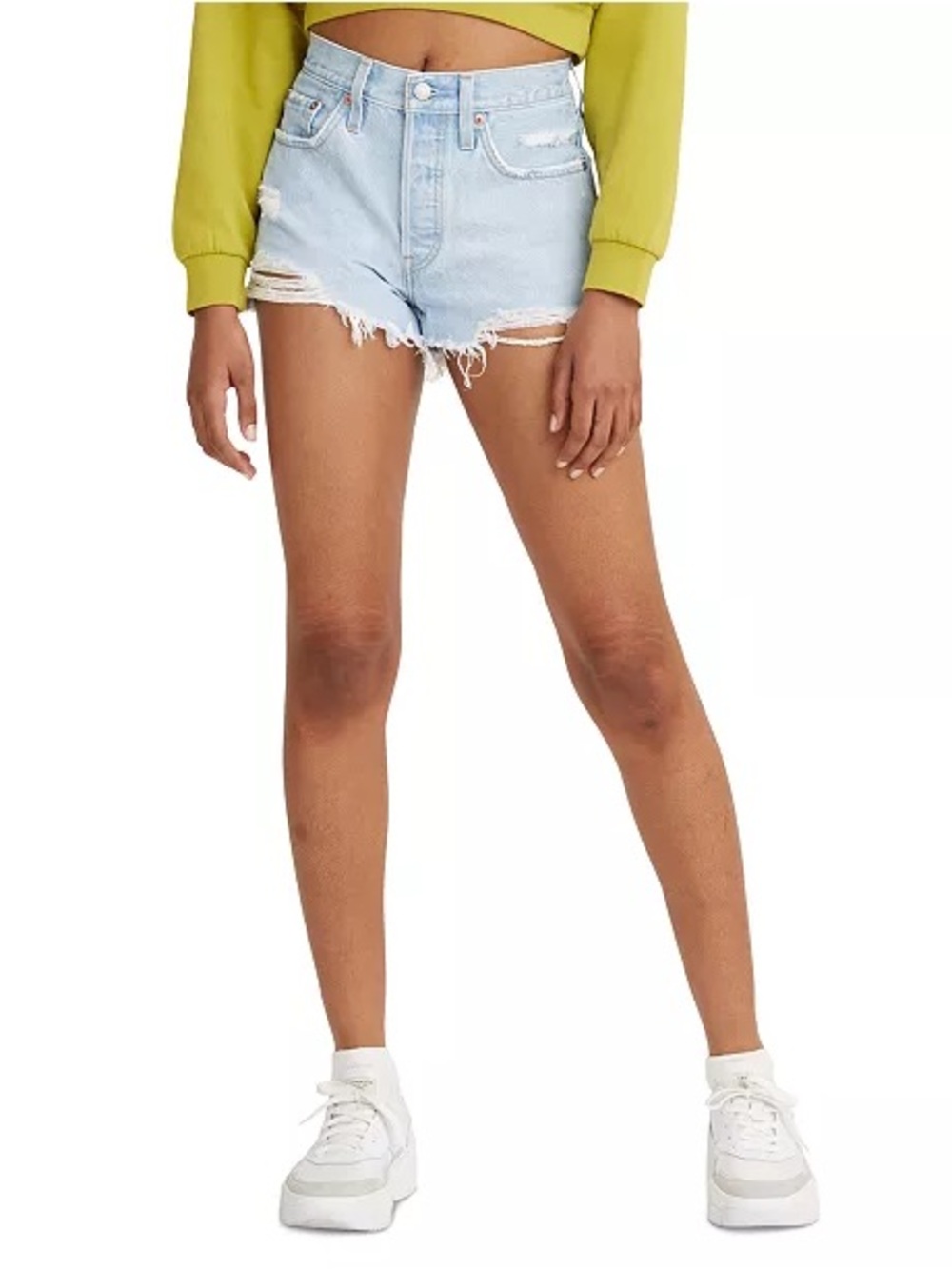 Levi's Light Blue Distressed Denim Cutoff Shorts
